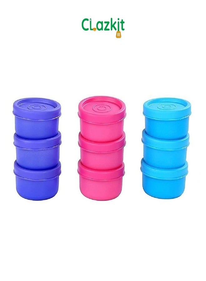 Clazkit علب تخزين بلاستيكية صغيرة مستديرة خالية من مادة BPA من Clazkit | محكمة الإغلاق ومقاومة للتسرب | آمنة للاستخدام في الميكروويف وغسالة الصحون | مثالية للنزهات والرحلات والتخزين في المطبخ (40 مل × 9 | متعددة الألوان)، متنوعة - Image 2